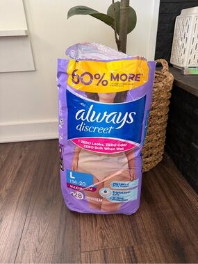 Always Discreet size large 14-20 maximum underwear new